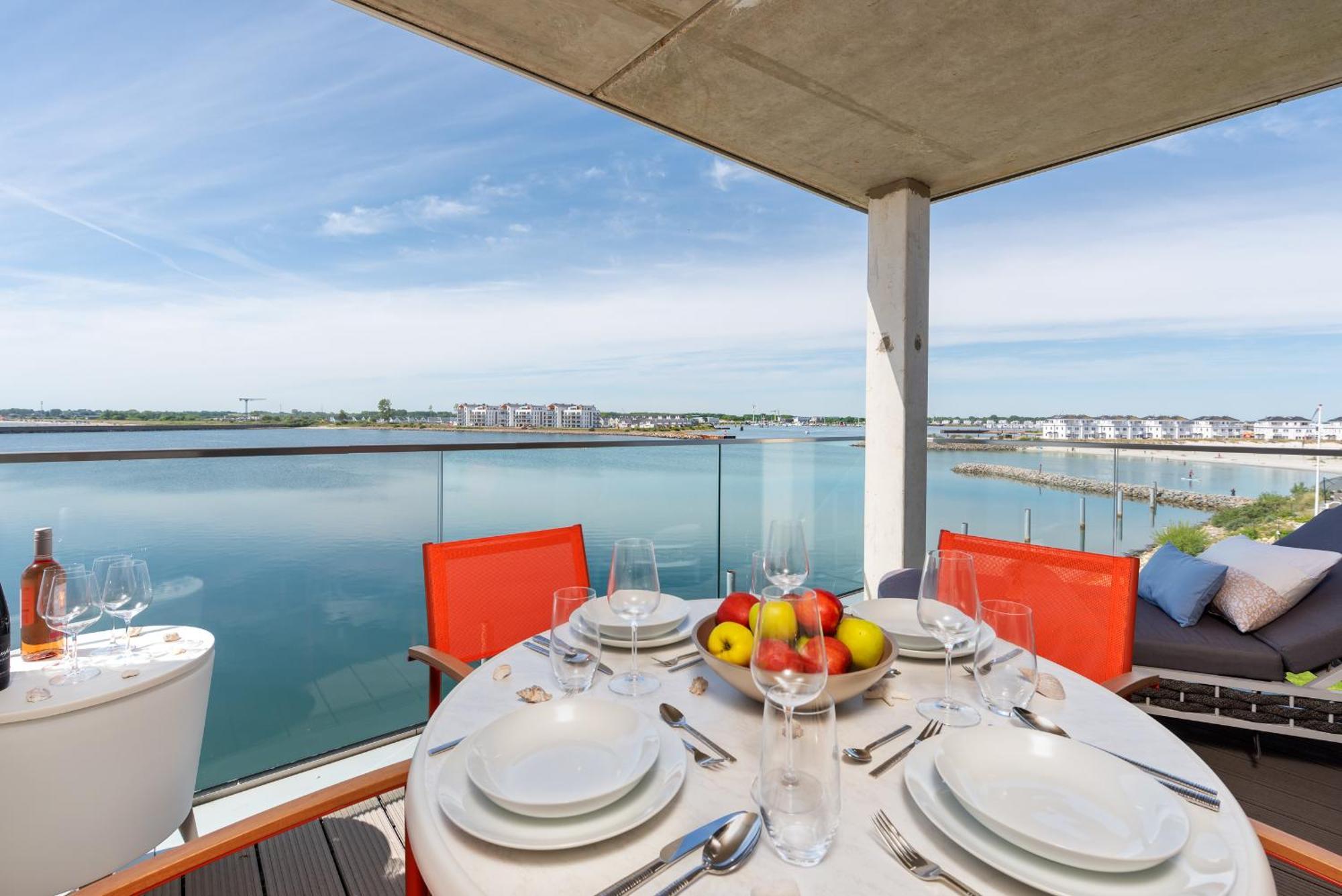 Brise- direkt am Wasser, Hafenblick, Fahrstuhl, Sauna, ueberdachter Balkon Olpenitz Exterior foto
